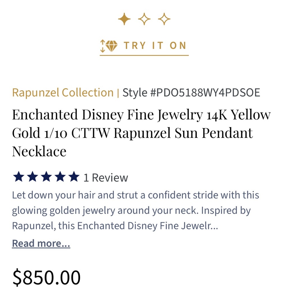 14k Diamond Enchanted Fine Jewelry Rapunzel Sun ☀️ Necklace - Picture 9 of 10